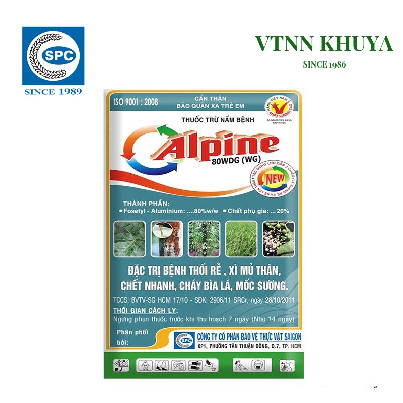 Thuốc trừ nấm bệnh Alpine 80WG SPC 100gr Đặc trị Thối rễ Chết nhanh Xì mũ Sương mai