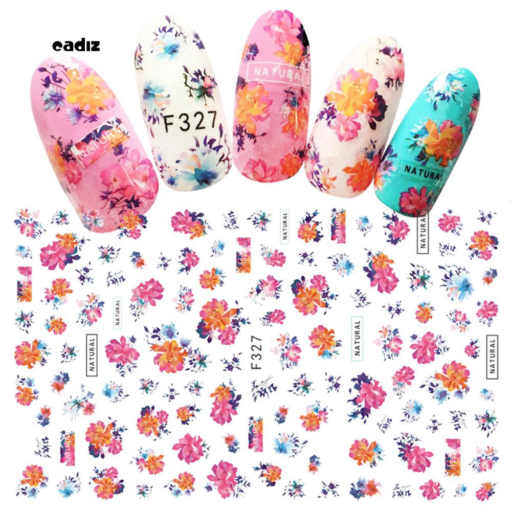 Tấm miếng dán trang trí móng tay nghệ thuật họa tiết hoa lá trái cây xinh xắn thời trang