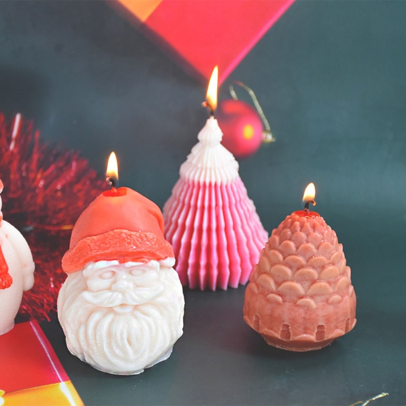 Khuôn Silicone Làm Nến Hình Ông Già Noel / Người Tuyết 3D