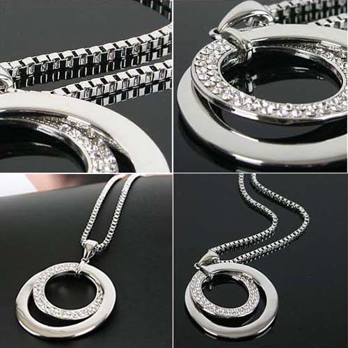 Vòng cổ hình tròn kép đính kim sa lấp lánh sang trọng cho nữ