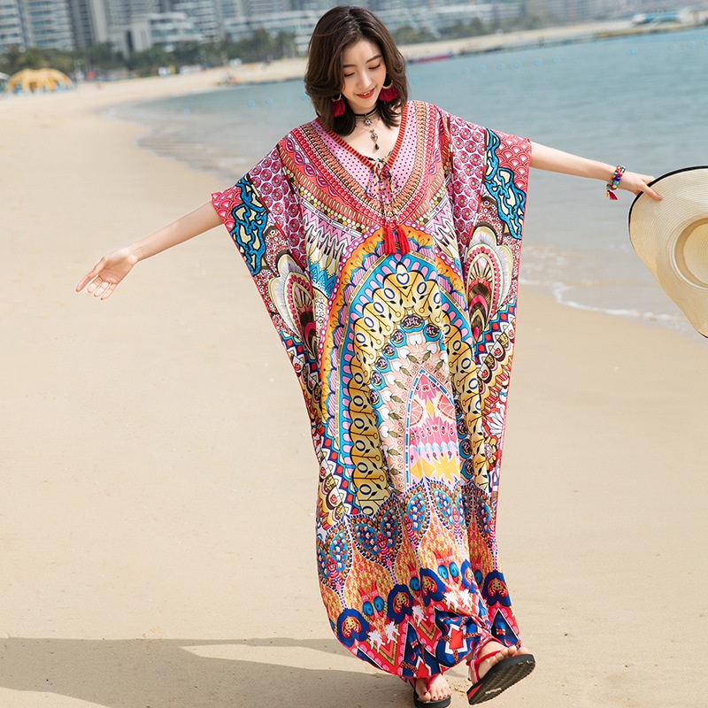 Đầm Dài Dáng Rộng Phong Cách Bohemian Thời Trang Đi Biển Mới 2022