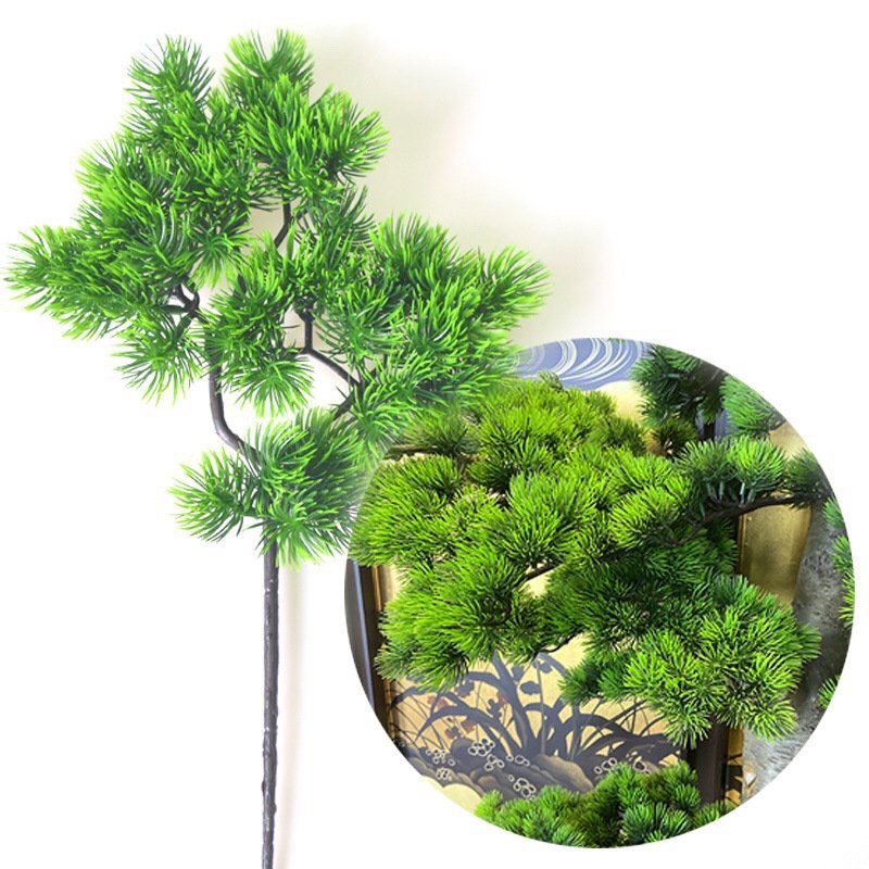 Cành lá thông giả decor nhà cửa, trang trí tiểu cảnh, cây bonsai cao 40cm