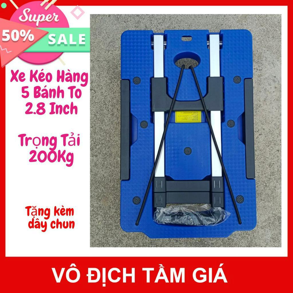 [MỚI] Xe Kéo Hàng 5 Bánh Nhập Khẩu Chất Lượng Bánh Xe To 2.8 Inch, Xe Đẩy Hàng Bền Trọng Tải 200Kg