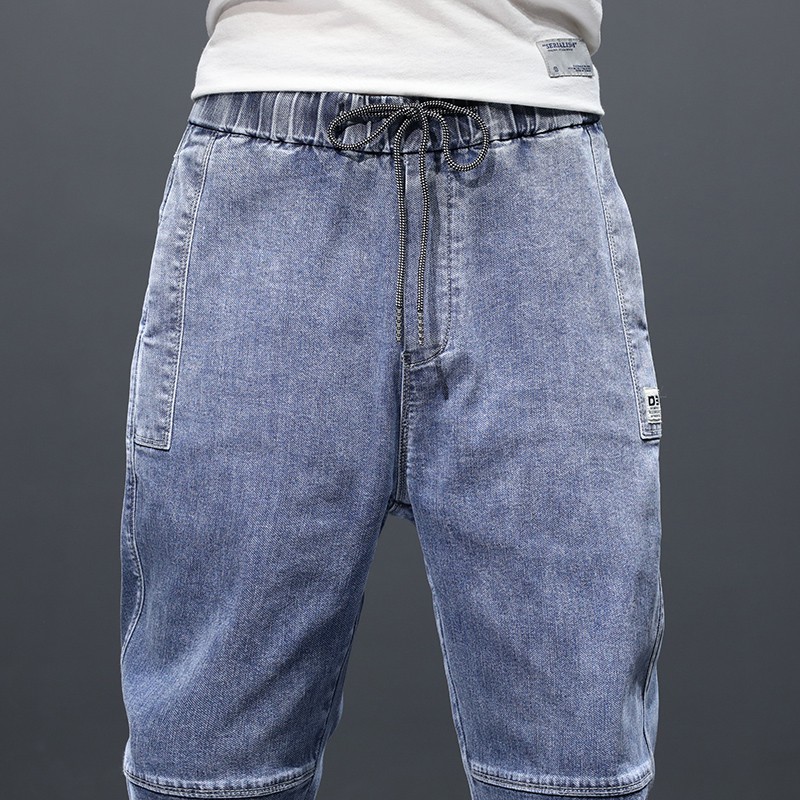 Y6601 - Quần jean jogger nam xuân thu họa tiết ngang gối