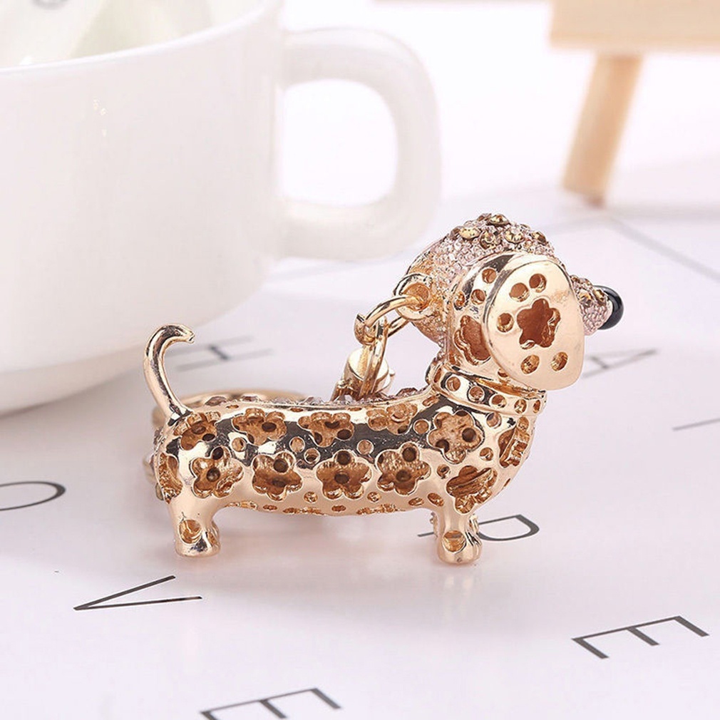 Móc Khóa Hình Chó Dachshund Đính Pha Lê