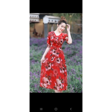 đầm hoa đỏ 620k