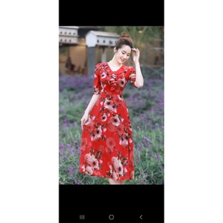 Đầm hoa đỏ 620k