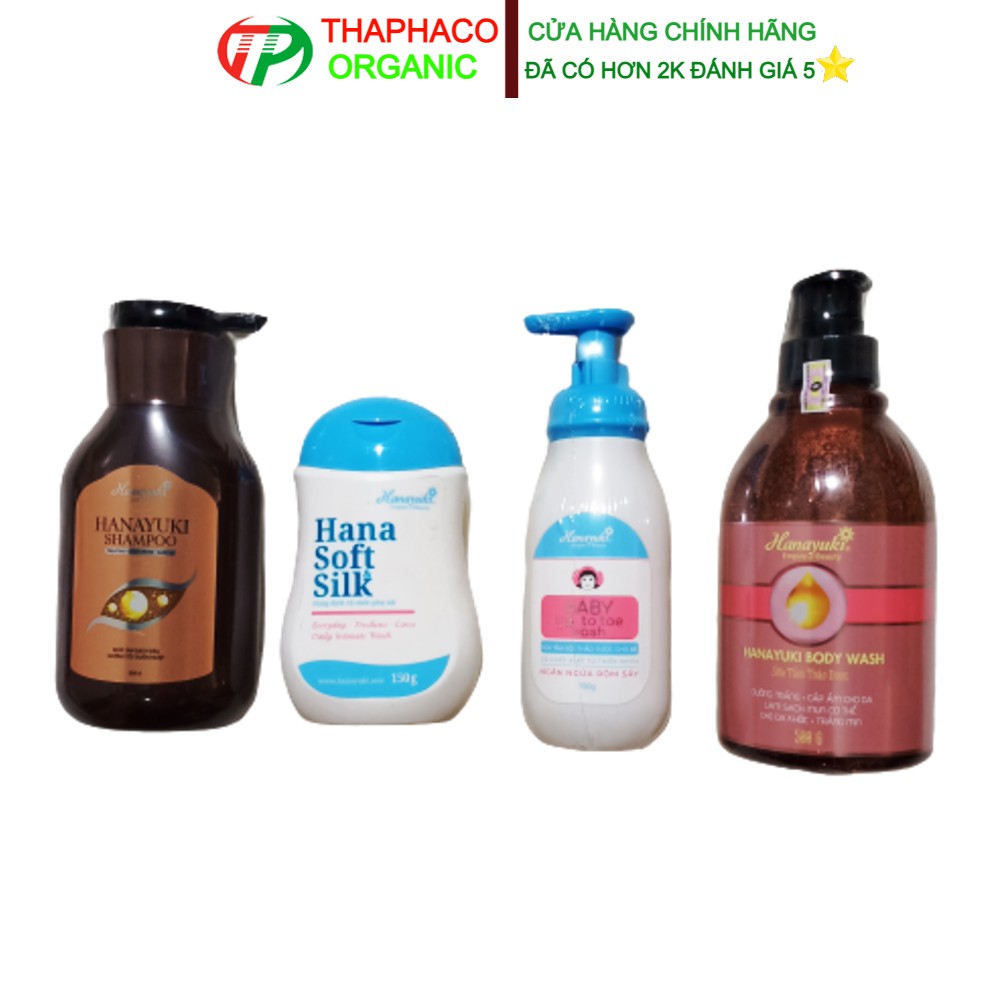 Combo Dầu Gội Hanayuki Shampoo - Dung Dịch Vệ Sinh Hanayuki Hana soft Silk Sữa Tắm Gội Cho Bé Sữa Tắm Hanayuki Body Wash