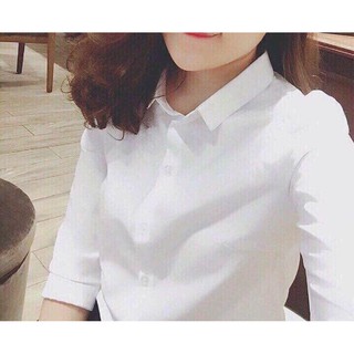Áo sơ mi trắng uni dài tay