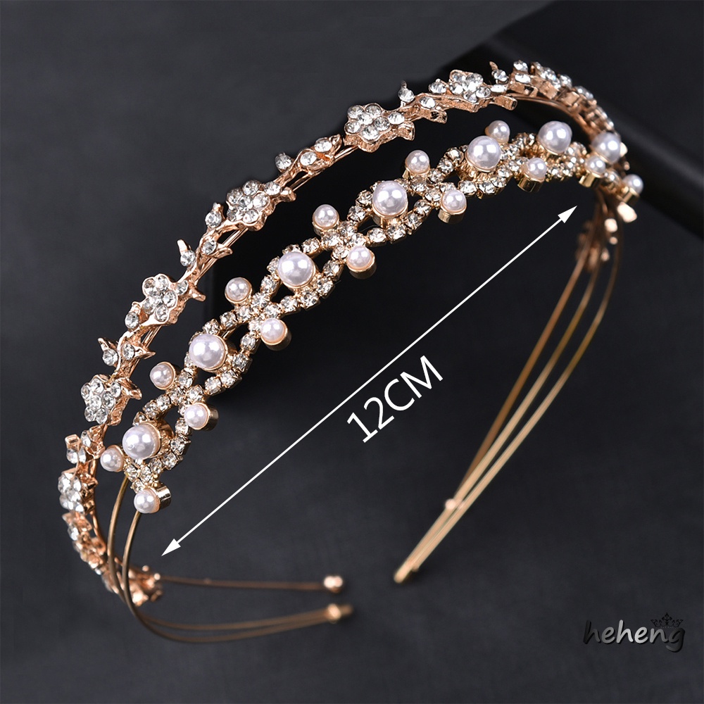 Set 2 Cài Tóc Hình Vương Miện Đính Đá Và Ngọc Trai Trang Trí Tóc Cho Cô Dâu