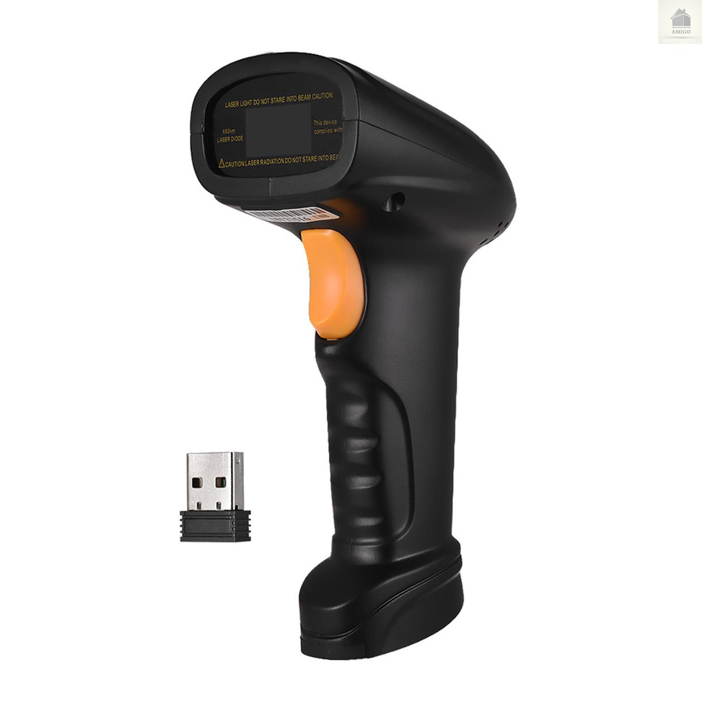 Máy quét mã vạch 1D Aibecy không dây 2.4G có dây USB 2 trong 1 có pin sạc đầu thu USB mini dây cáp USB cho laptop