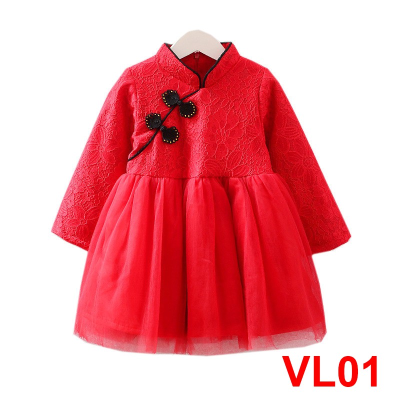 Váy lụa cổ tàu 2 lớp cho bé Gái (Hàng Quảng Châu loại 1)