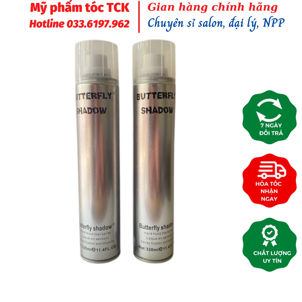 Gôm Butterfly -Gôm bạc -Gôm tạo kiểu tóc cứng 320ml
