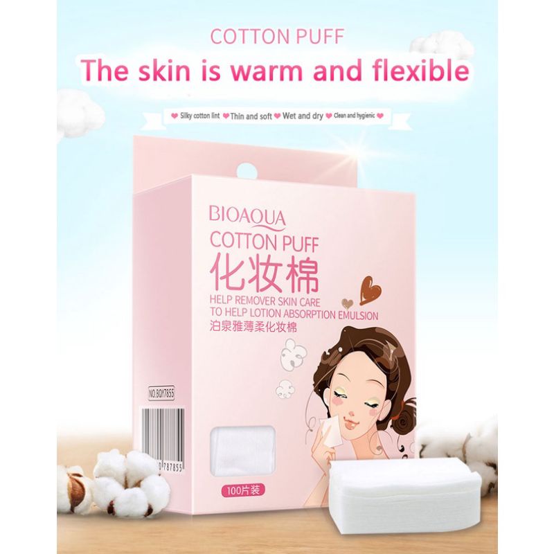 Bông tẩy trang Bioaqua Cotton Puff  hộp 100 miếng