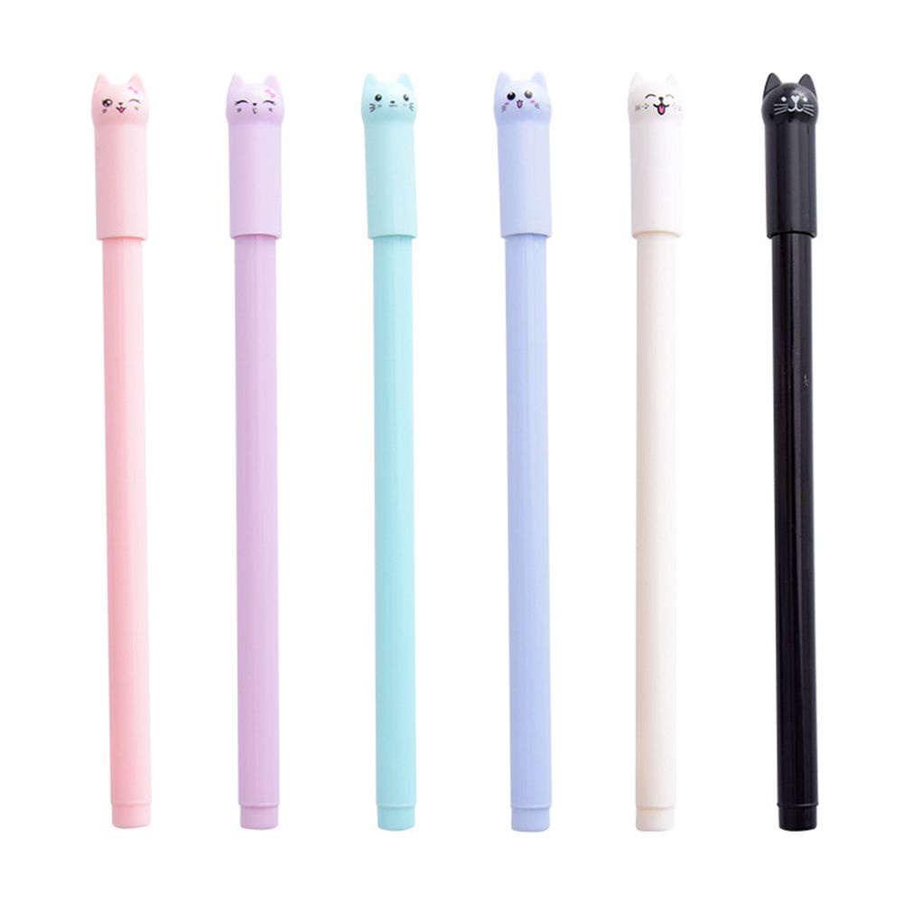Bút Gel Mực Đen Ngòi 0.5mm Hình Mèo Hoạt Hình Dễ Thương Cho Trường Học/Văn Phòng