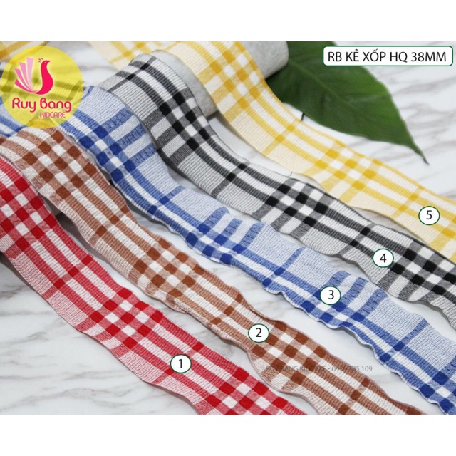 Ruy băng HQ xốp kẻ 38mm