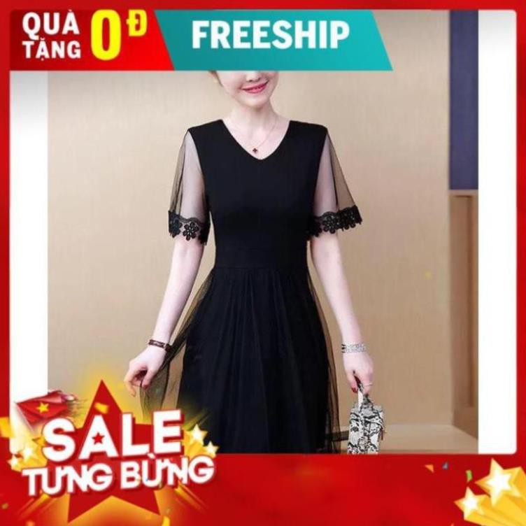 ĐẦM THUN PHỐI LƯỚI 2 LỚP THANH LỊCH DỄ THƯƠNG-70477