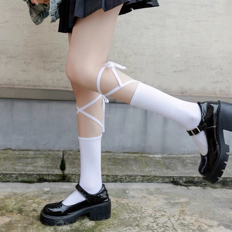 Vớ Cổ Cao Đan Dây Chéo Phong Cách Harajuku Dễ Thương Thời Trang Mùa Hè Cho Nữ