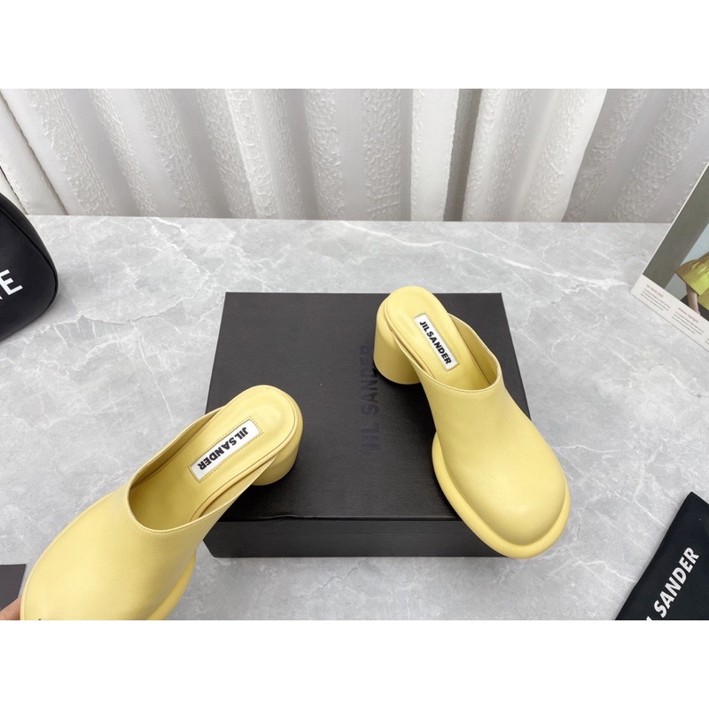 Giày sục cao gót mũi vuông thương hiệu Jil Sander da thật cao cấp nhiều màu