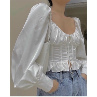 [CÓ ẢNH THẬT] ÁO CROPTOP TRẮNG CỔ VUÔNG ĐAN DÂY
