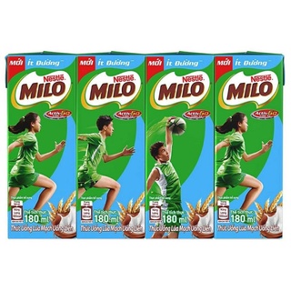 Milo hộp ít đường 180ml - 1 lốc 4 hộp