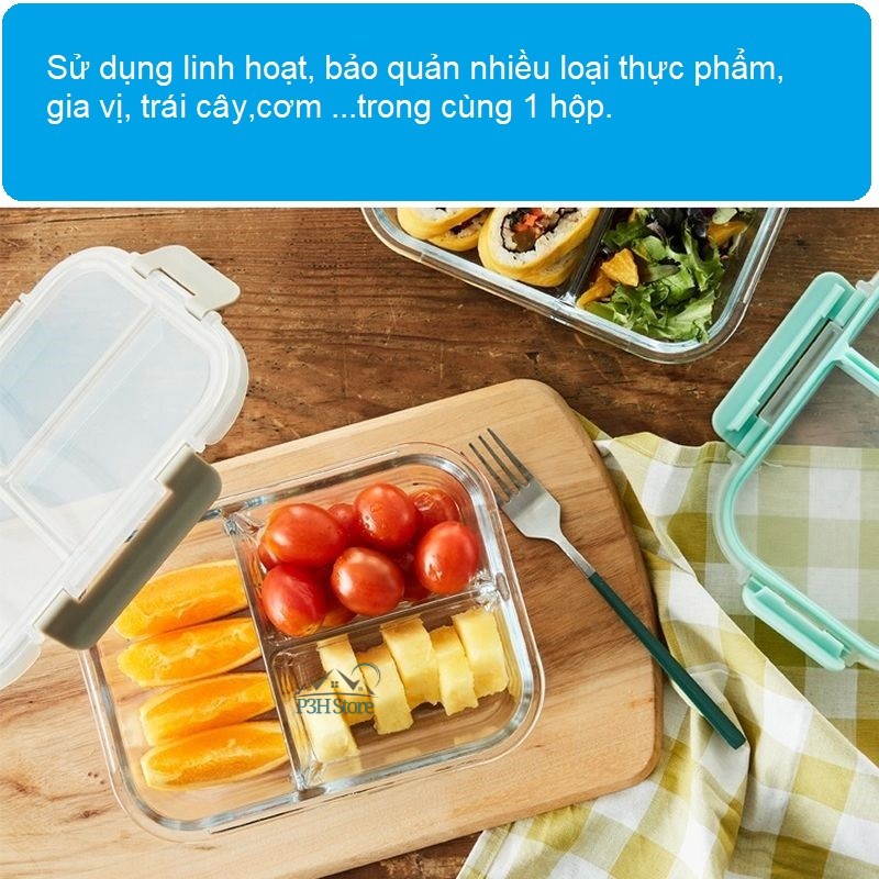 Hộp thủy tinh 2 ngăn Lock&Lock Glass Food Container LLG456 LLG457