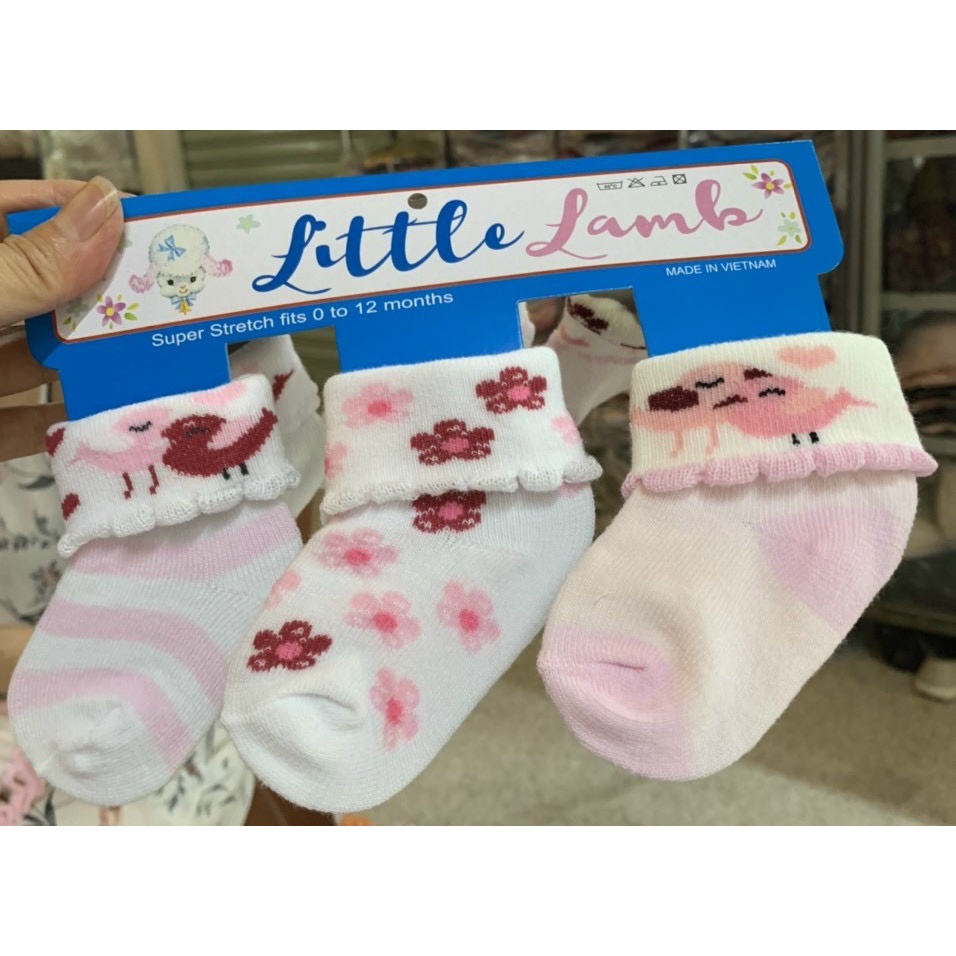 3 đôi Tất bé sơ sinh 0-12 tháng cotton tốt thoáng khí , hình chọn ngẫu nhiên