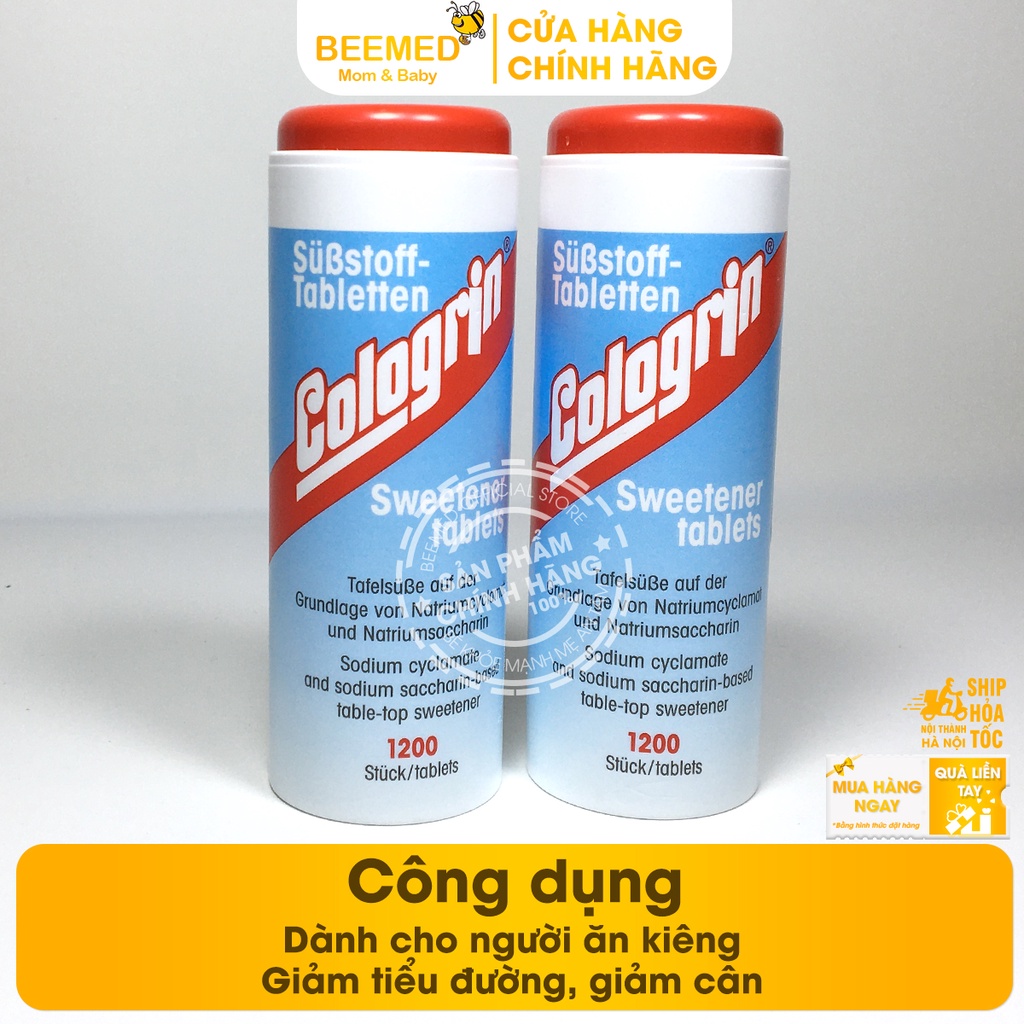 Đường ăn kiêng Cologrin nhập khẩu từ Đức lọ 1200 viên - Cho người tiểu đường và giảm cân, ăn kiêng, thấp calo