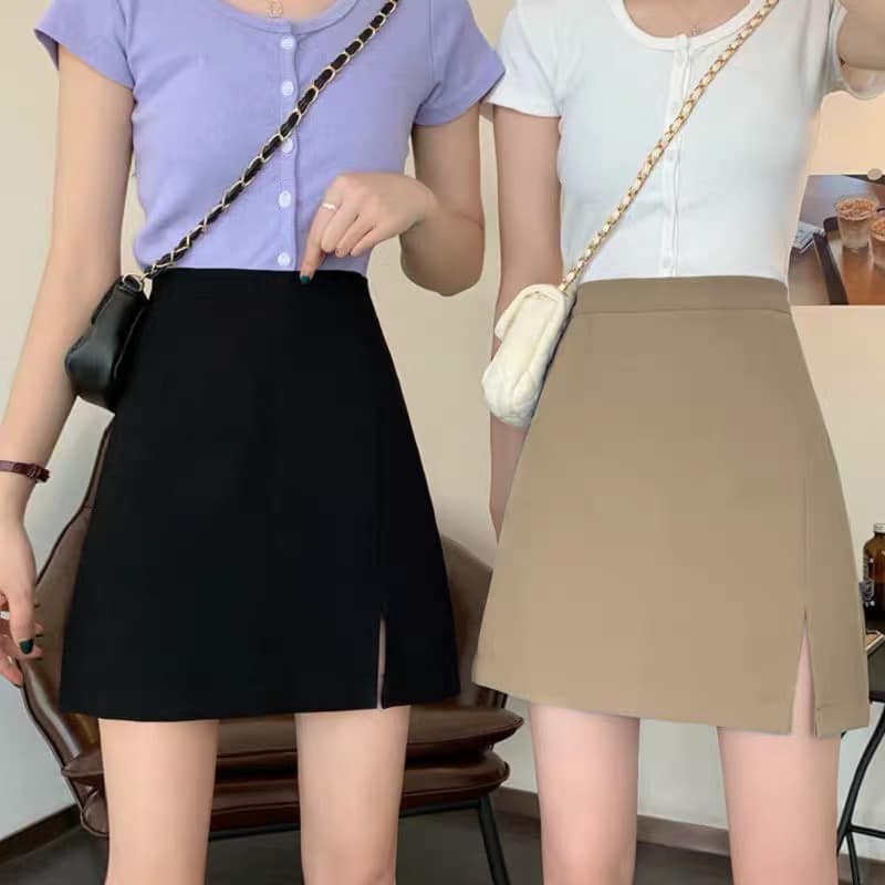 Chân váy Basic_Skirts xẻ có khóa kéo sau | BigBuy360 - bigbuy360.vn