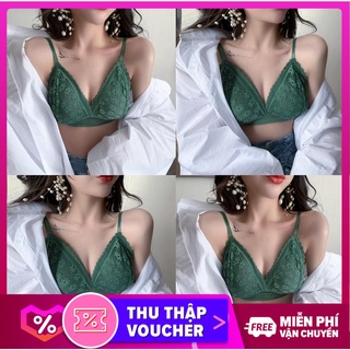 Áo Bra Ren Hoa Cúc Cài Sau Không Gọng Đệm Mỏng Có Thể Tháo Rời