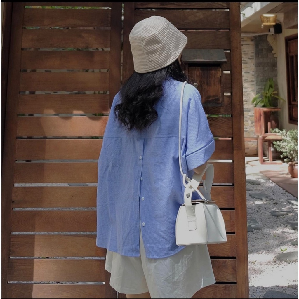 Áo Sơ Mi Kẻ Khuy Sau Form Rộng Nhiều Màu, Labibi