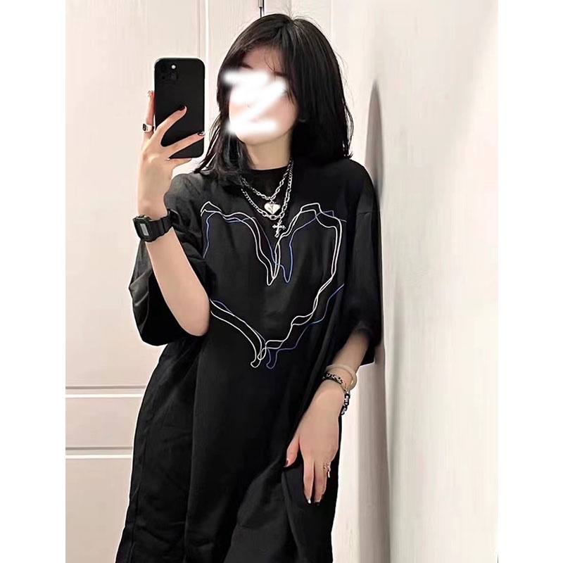 Xiaozhainv Áo thun tay ngắn dáng rộng phong cách hiphop thời trang cho nữ