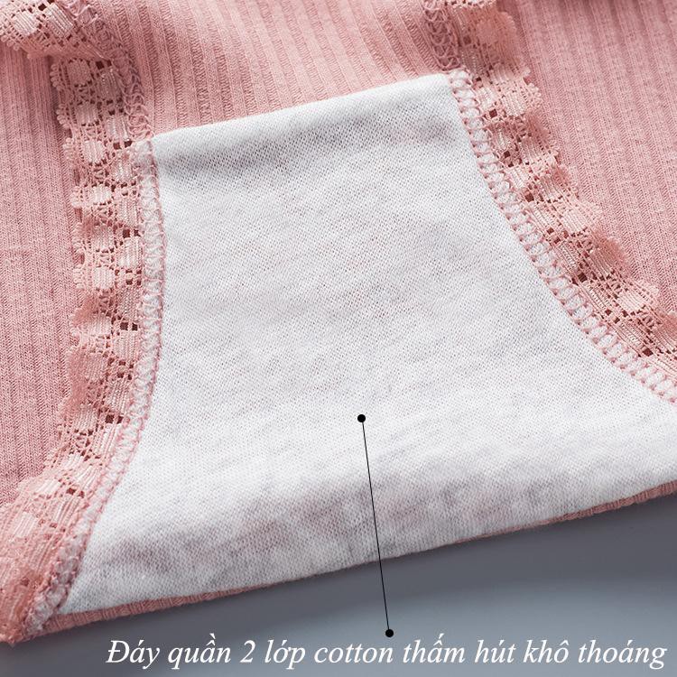 Combo 5 Quần Lót Cotton Viền Ren Thấm Hút Siêu Hiệu Quả Mềm Mại Với Da Từ Vingo QL02 VNGO