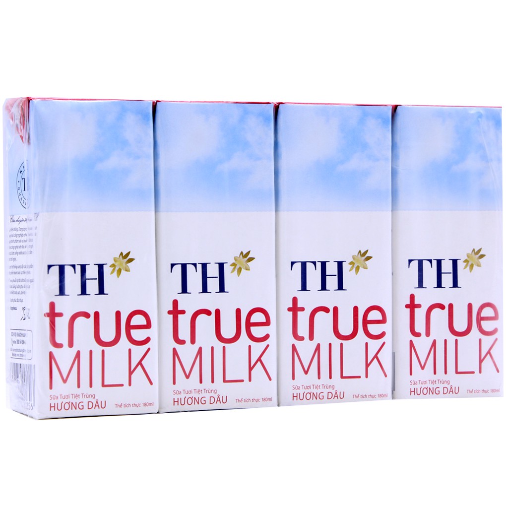 [CHÍNH HÃNG] Sữa Tươi Tiệt Trùng TH True Milk Hương Dâu Thùng 48 Hộp x 180ml