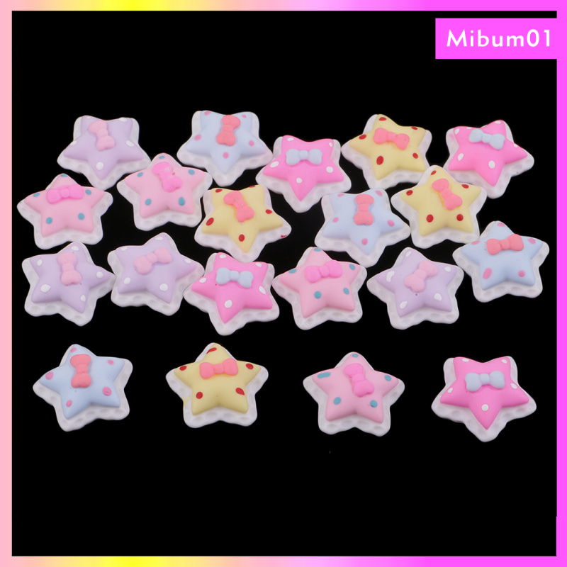 20 Pieces Lots Mixed DIY Flatbacks Resin Flat Back Kawaii Five-pointed Stars Cabochon Buttons Scrapbooking Slime