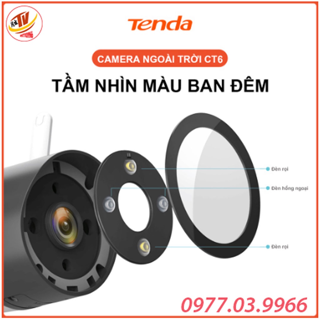 [kèm thẻ 32gb 64gb] Camera Wifi Ngoài Trời Tenda CT6 Độ Phân Giải 2K camera giám sát ip ngoài trời ban đêm có mầu | BigBuy360 - bigbuy360.vn