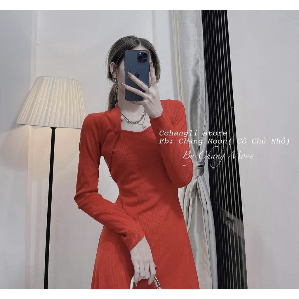 ĐẦM THUN GÂN DÁNG DÀI TAY DÀI CHẤT PORIP XỊN ĐẸP LÊN DÁNG CHUẨN