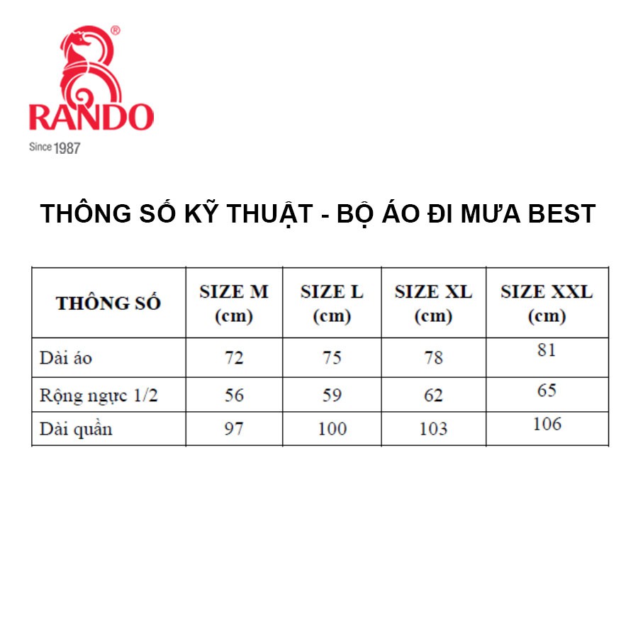 Áo mưa bộ best chính hãng rando, vải dù cao cấp không thấm nước - ảnh sản phẩm 6