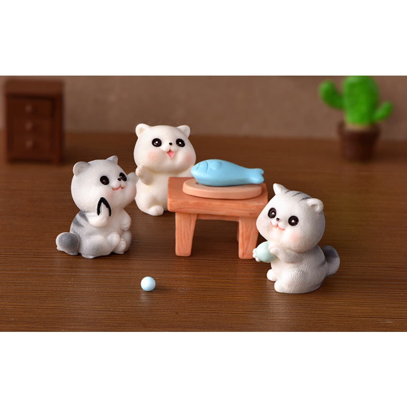 Mô Hình Trang Trí Ô Tô Bàn Làm Việc Phòng Khách - Phụ Kiện Trang Trí Taplo Xe Hơi Bộ Chú Mèo Cực Yêu