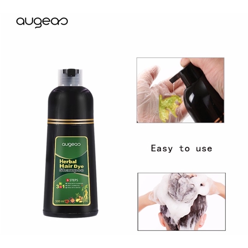 Dầu Gội Nhuộm Phủ Bạc Nhanh Augeas 500ml Black Hair Shampoo