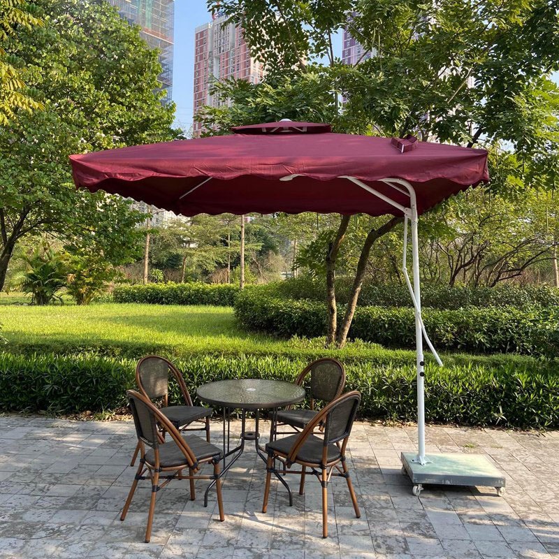 Ô lệch tâm vuông 2,5x2,5m, Ô dù lệch tâm che nắng cho quán cafe