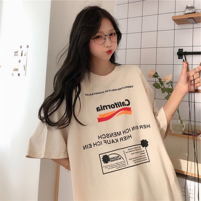 Áo Thun Ngắn Tay Dáng Rộng Phong Cách Harajuku Thời Trang Mùa Hè Mới Cho Nữ