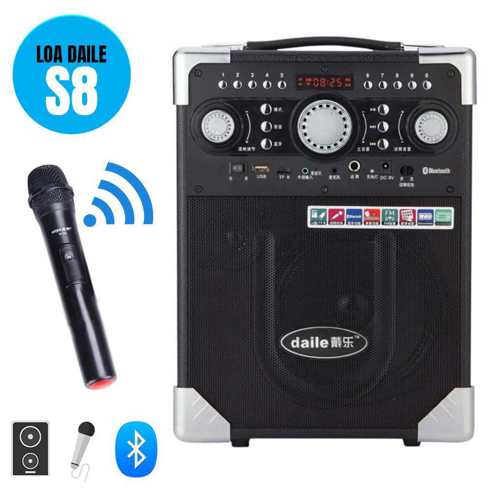 ( giá ưu đãi ) LOA 2 TẤC KARAOKE DAILE-S8 KÈM MIC KHÔNG DÂY