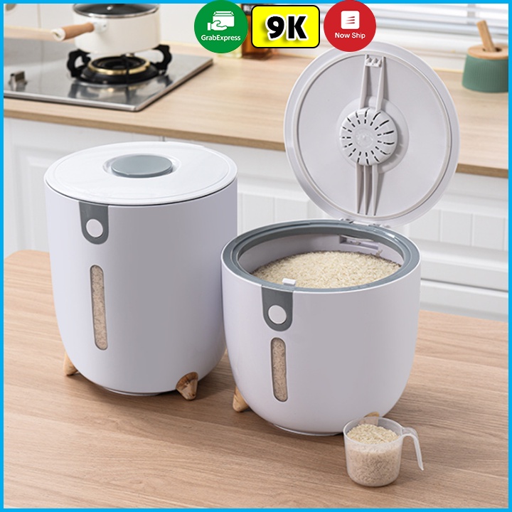 Thùng Đựng Gạo Đựng Đồ Đa Năng Cao Cấp Có Nắp Mở Tự Động Kết Hợp Khay Đựng Đồ Chống Côn Trùng, Ẩm Mốc