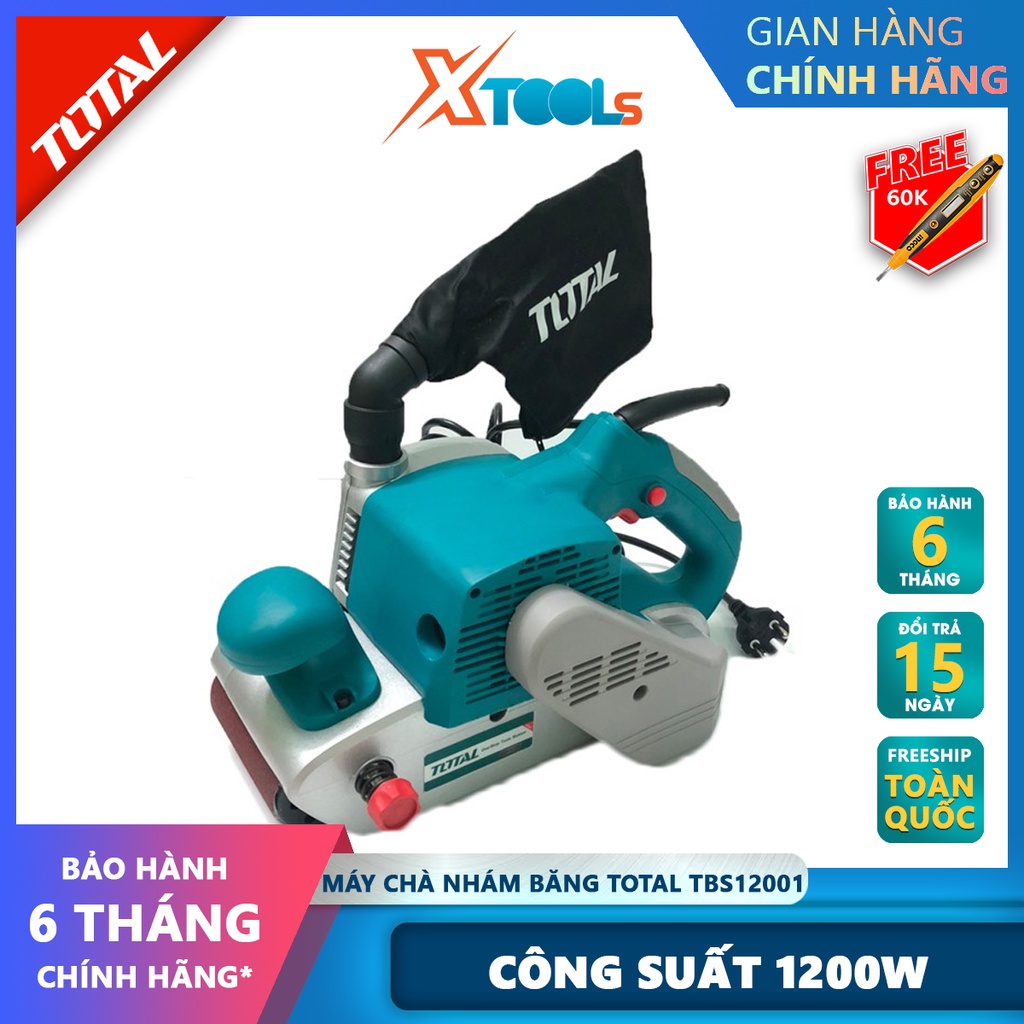 Máy chà nhám băng Total TBS12001 máy chà nhám gỗ cầm tay Công suất: 1200W Tốc độ không tải: 500 vòng / phút [XTOOLs]