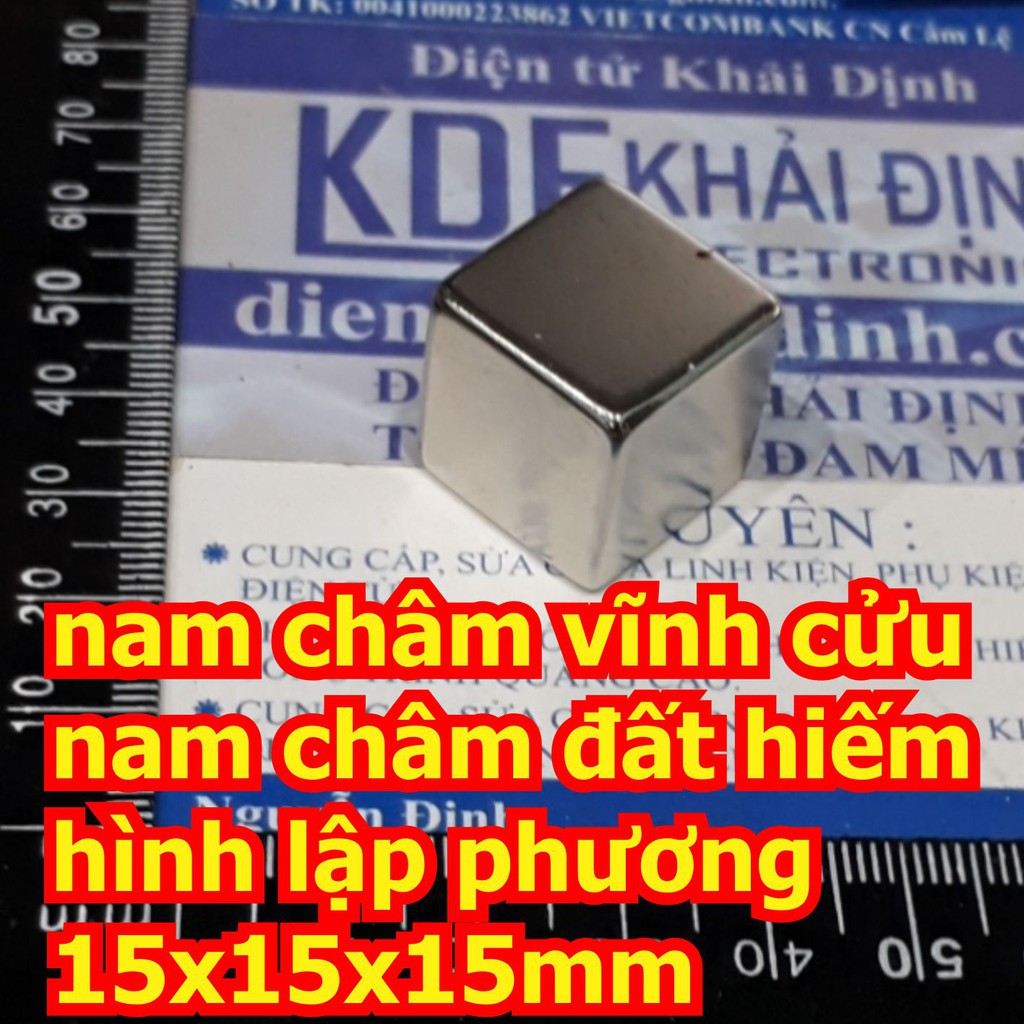 nam châm vĩnh cửu, nam châm đất hiếm hình lập phương 15x15x15mm kde6390