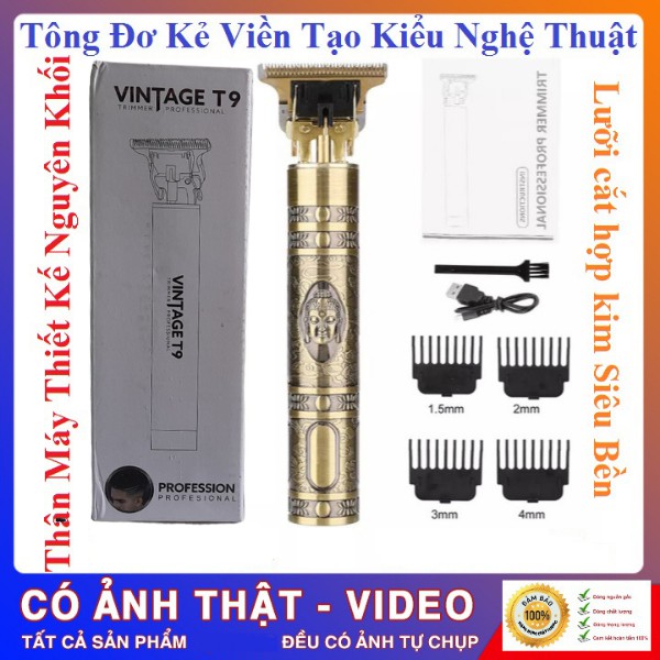 Tông đơ cắt tóc cạo râu kiêm chấn viền đầu sạc USB cao cấp tiện dụng,tông đơ VINTAGE T9 tặng kèm 8 phụ kiện