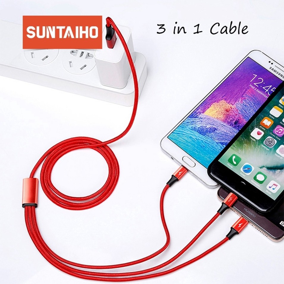 Cáp Sạc 3 Đầu Type C,,Micro USB Siêu Bền và tiện ích