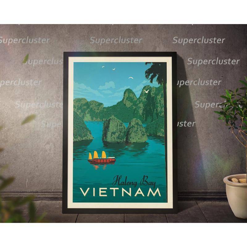 Tranh Vải Bạt Treo Tường In Hình Phong Cảnh Thế Giới Retro Trang Trí Nhà Cửa