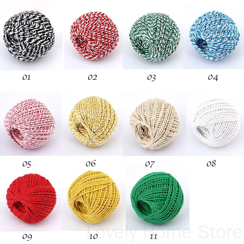 Cuộn dây cotton 1.5mm 100m đa dụng chất lượng cao dây thừng cotton màu trang trí  full color, mềm, mịn, mượt, giá tốt